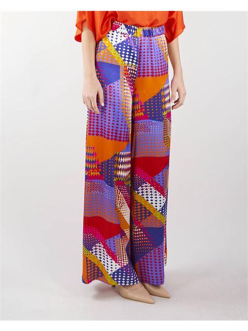 Pantalone palazzo con stampa patchwork manila Grace MANILA GRACE | Pantalone | P267VSMA434